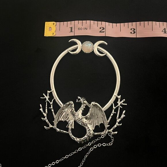 Viking Vintage Inspired Dragon Hair Accessory with chain and jewel, Fant… - Picture 10 of 11